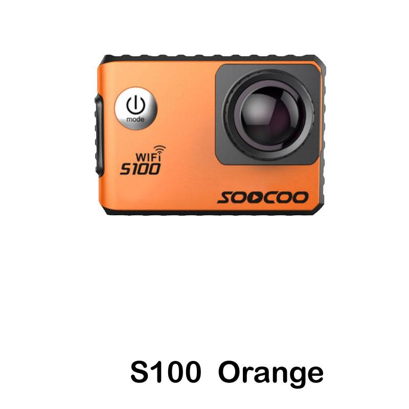SOOCOO S100 / S100PRO Action Camera 4K Wifi NTK96660 20MP 30M Waterproof Sports Cam Option GPS Gyro Image Stabilization(S100 Orange - Select 5)