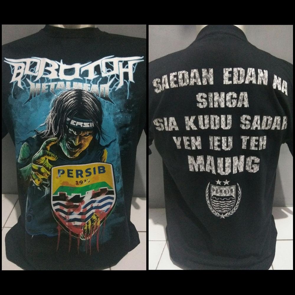 Baju supporter persib metal kaos bobotoh maung bandung tshirt viking bobotoh metalhead - maung bandung hitam