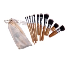 11 Piece makeup make up Brush Set Bamboo Handle Premium Synthetic Kabuki Foundation Blending Blush Concealer Eye Face Liquid Powder Cream Cosmetics Brushes Kit With Bag