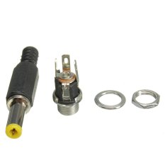 2.1mm x 5.5mm Male + Female Metal Panel Mount Socket Pair Jack Plug DC Connector- Intl