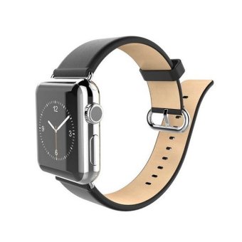 Bluesky Apple Watch Strap, Genuine Leather Apple Watch Band with Adapter, Luxury Apple iWatch Wristband with Stainless Steel Buckle Replacement Strap for Apple Watch 38mm Black (Intl)  