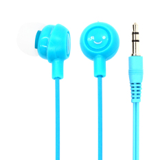 Candy Color Cute Smiling Face Headphone 3.5MM In-Ear Jack Headset for Mobile Cellphone (Blue)