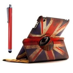 Moonmini Case for Apple iPad 2/3/4 Generation + Stylus + Screen Protector - The Union Jack 360 Degree Rotation Smart Cover PU Leather Protective Cover Case Shell