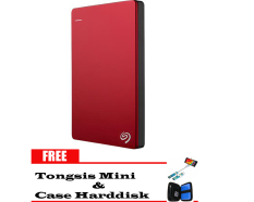Seagate Backup Plus Slim 1TB - HDD - HD - Hardisk External 2.5 - Merah + Gratis Softcase Harddisk + Tongsis Mini