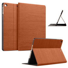 Slim Wood Grain Case PU Leather Cover for Apple iPad Air 1 / iPad Air 2 (Brown)