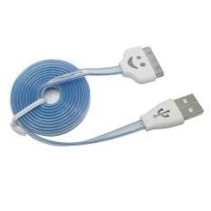 Taff Colorful Smiling Face Charging SYNC Data Cable for iPhone 4/4s 1m - Biru