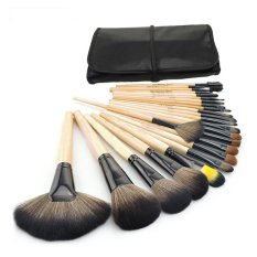 24Pcs Wood Makeup Brushes Kit Professional Cosmetic Make Up Set + Pouch Bag Case