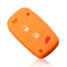 3 buttons Luminous Silicone car key case cover for FIAT Panda Stilo Punto Doblo Grande Bravo 500 Ducato Minibus 3 keychain Orange - Intl
