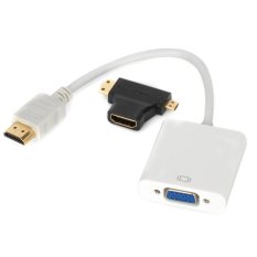 3-in-1 1080P Micro HDMI / Mini HDMI / HDMI to VGA Video Adapter Cable - White (18cm) - INTL