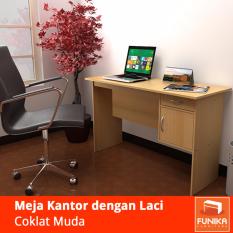 FUNIKA 12120 BE - Meja Kantor dengan Laci - Coklat Muda