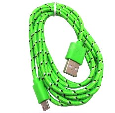 3ft 0.9M Braided Fabric Micro-USB 2in1 Sync and Charge USB Data Cable For Samsung Galaxy S3 III i9300 - Green (Intl)