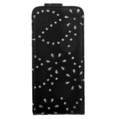 4-in-1 Glittering Rhinestones Decor Up-down Open Smart PU Case Cover Set for iPhone 5S iPhone 5 (Black)