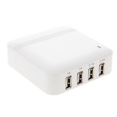 4-Ports 5V High Compatibility USB Charger for iPhone 6/6 Plus, iPhone 5/5S/5C, iPad Air/& Air, Samsung Galaxy (White)