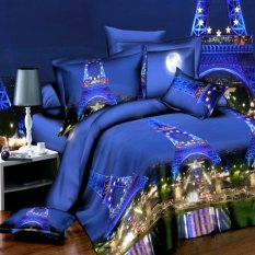 4Pcs 3D Bedsheet & Pillowcase Sets Brushed Printed Duvet / Quilt Cover Bedding Set Queen King Size Home - Intl