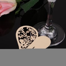 50PCS Fashion Heart-shaped Wine Glass Place Card Wedding Party Decor Beige (Intl)