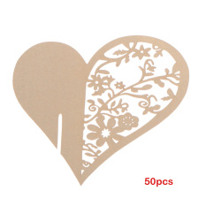 50PCS Fashion Heart-shaped Wine Glass Place Card Wedding Party Decor Beige - Intl - Intl