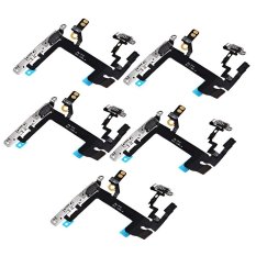 5Pcs / Set On / OFF Power Volume Button Mute Control Mic Flash Metal Plate Flex Cable Replace Parts for iPhone 5s (BLACK) - Intl