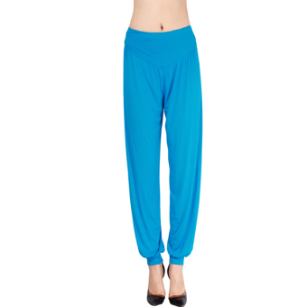 LALANG Women Sports Yoga Pants Bloomers Harem Trousers Stretch Lake Blue  