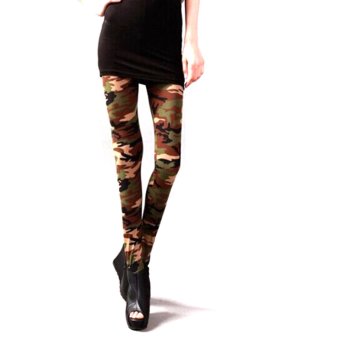 Sexy Women Camouflage Seamless Tight Skinny Pencil Leggings Pants (Army Green)  