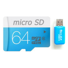 64GB Class 10 Micro memory SD card with Adaptor (Blue) - Intl