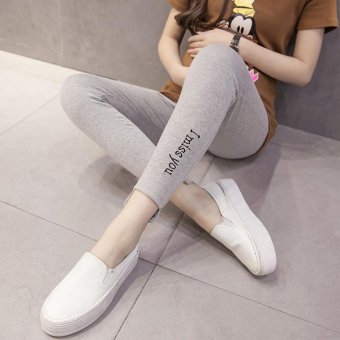 006# Cute I MISS YOU Embroidered Cashmere Maternity Legging Spring Clothes for Pregnant Women Elastic Waist Belly Pregnancy - intl  