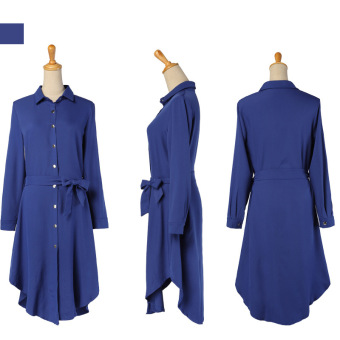 057 # Muslim loose large size shirt dress (blue) - intl  