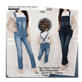 168 Collection Leonita Jeans Overall Celana-Biru Muda