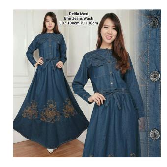 168 Collection Maxi Dress Delimah Gamis Jeans-Biru  