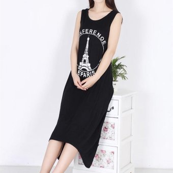 1688# Summer Korean Fashion Soft Modal Maternity Long Dress Cool Clothes for Pregnant Women TanK Vest Pregnancy Clothing-Black - intl  