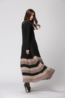 1PCS summer fashion muslim women lace slim Long dress baju kurung(Black) - intl  