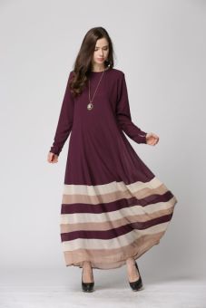 1PCS summer fashion muslim women lace slim Long dress baju kurung(Coffee) - intl  