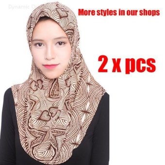 (2 pcs)Women Scarf muslim headscarf fashion headband Soft hijab - coffee pattern - intl  