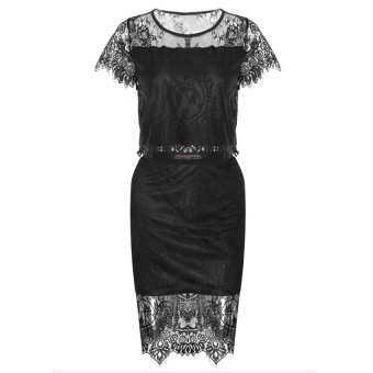 2 Piece Set Women Clothing Ladies Lace Tops and Skirt Dress Sets ( Black ) - intl  