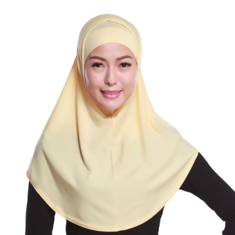 2 Pieces Head Covering Hijab Hui Muslim Scarf Turban Cream (Intl) - Intl  