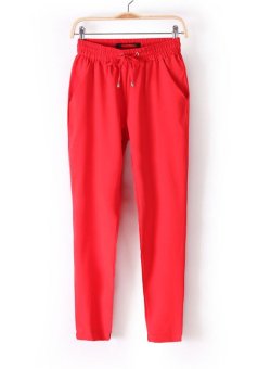 2015 Hot Sale Chiffon Pants Women Pants Casual Harem Pants Drawstring Elastic Waist Pants Plus Size Women Trousers S-XL Style 6  
