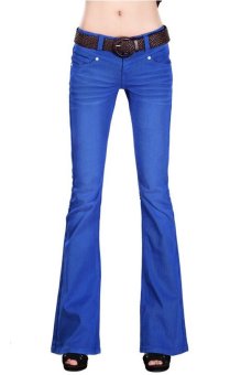 2015 New Women Casual Flare Jeans Candy Color Softener Denim Trousers Tight Wide Leg Ladies' Jeans 100% Cotton Sexy Boot Cut Blue 25-29  