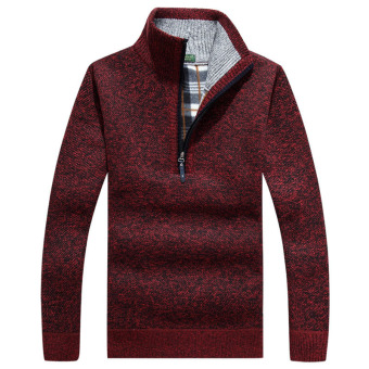 2016 Autumn Winter Men's Casual Sweater Cardigan Knitting Thicken Long-sleeved Knitwear Sweaters (Red) - intl  