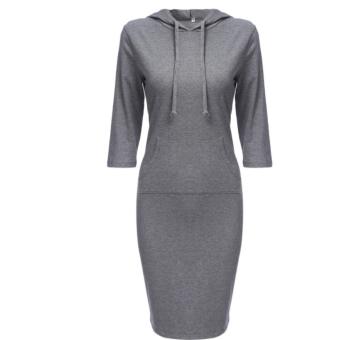 2016 Fashion Women Striped Hoody Hoodie Hooded with Pockets Autumn Winter Wear Bodycon Casual Pencil Dress(grey) - intl  