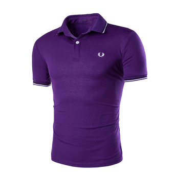 2016 Mens Simple Stylish Casual Slim Fit Short Sleeve Polo Shirt T-shirts -Purple - intl  