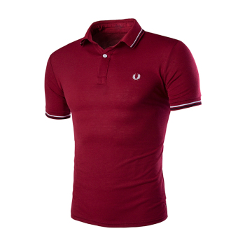 2016 Mens Simple Stylish Casual Slim Fit Short Sleeve Polo Shirt T-shirts -Red Wine - intl  