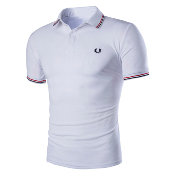 2016 Mens Simple Stylish Casual Slim Fit Short Sleeve Polo Shirt T-shirts -White - intl  