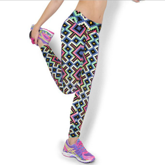 2016 New Arrival 12 Colors Women High Waist Fitness Sports Yoga Pants Floral Printed Elastic Stretch Running Gym Leggings Style 6 - intl  