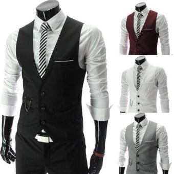 2016 New Arrival Dress Vests For Men Slim Fit Mens Suit Vest(Black) - intl  