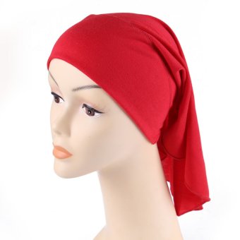 2016 new fashion Hot Sale Women's White Polyester Cotton Hijab Underscarf Caps Muslim Head Cover Scarf red (Intl) - Intl  