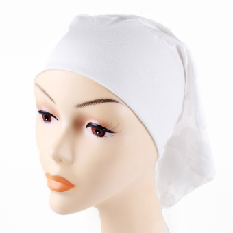 2016 new fashion Hot Sale Women's White Polyester Cotton Hijab Underscarf Caps Muslim Head Cover Scarf white (Intl) - Intl  