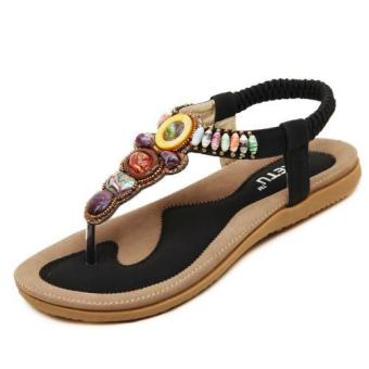 2016 New Korean Women Female Sandals Bohemia Flat Shoes (Black) - intl  
