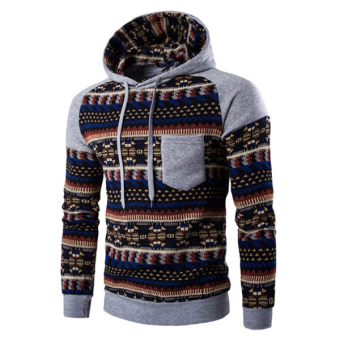 2016 New Mens Winter Trade Raglan Sleeve Folk Style Color Matching Hoodie Jacket (Light Grey) - intl  