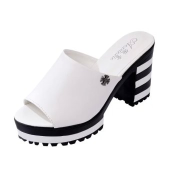 2016 new women sandals thick heel slippers woman platform wedges summer shoes pumps woman flip flops(White) (EU:35)-intl  