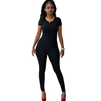2016 Short Sleeve Tight-fitting Hollow Jumpsuit  