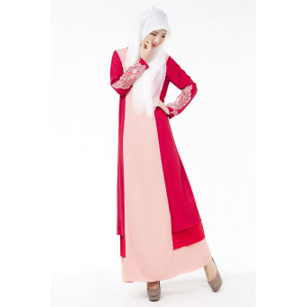2016 Summer Muslim Women's Big yards spell color dress gown (Red) - intl  